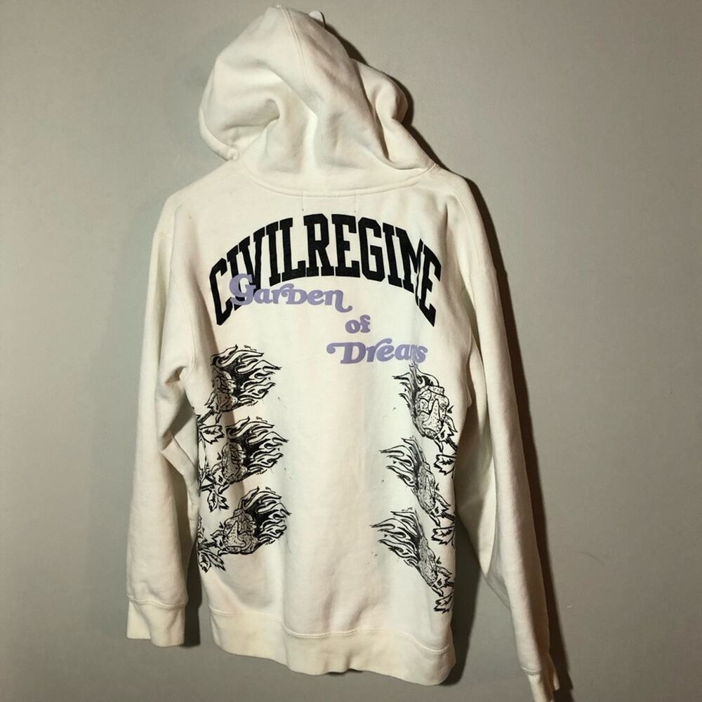 Civil Regime "Garden of Dreams" limited edition white hoodie rose graphics 205 M
